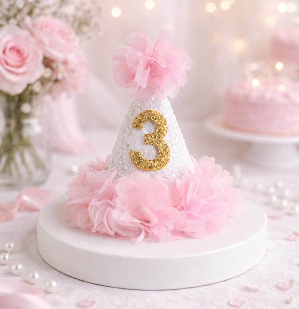 Pembe Altın Çiçekli Kukuleta 3 Yaş