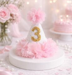 Pembe Altın Çiçekli Kukuleta 3 Yaş