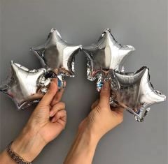 5 inç Yıldız Folyo Balon Gümüş 5 Adet