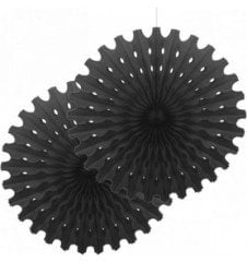 Siyah Kağıt Yelpaze Süs 2 Adet