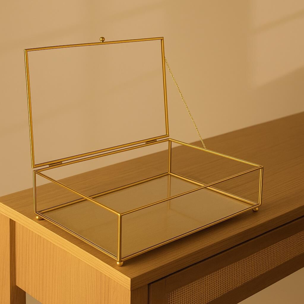 Altın Dikdörtgen Cam Kutu