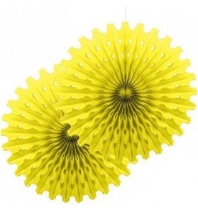 Sarı Kağıt Yelpaze Süs 2 Adet