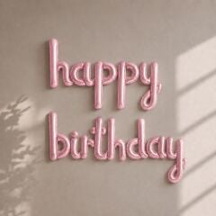 PEMBE İMZA HAPPY BİRTHDAY BALON
