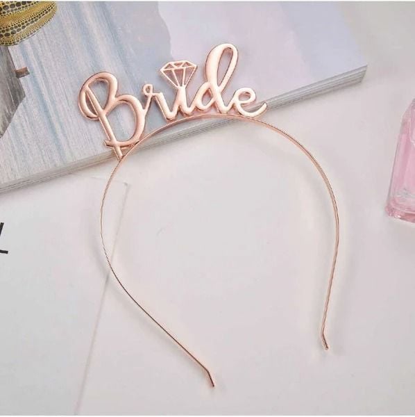 Rosegold Bride Tektaşlı Metal Taç