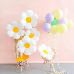 Ortaboy Beyaz Papatya Folyo Balon