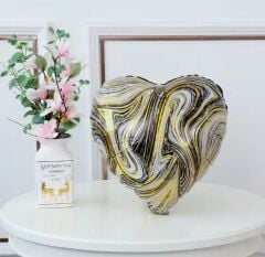 Siyah Mermer Kalp Folyo Balon 1 Adet