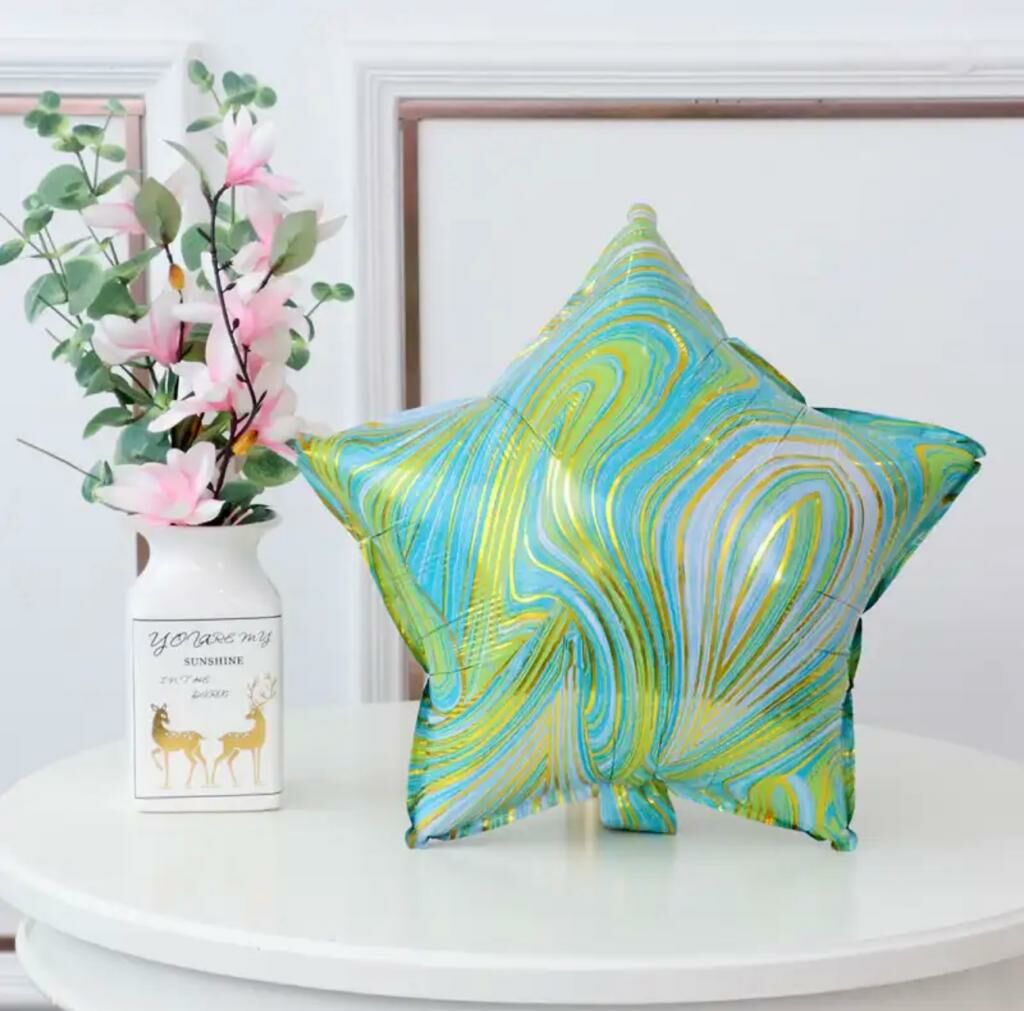 Yeşil Mermer Yıldız Folyo Balon 1 Adet