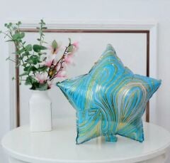 Mavi Mermer Yıldız Folyo Balon 1 Adet