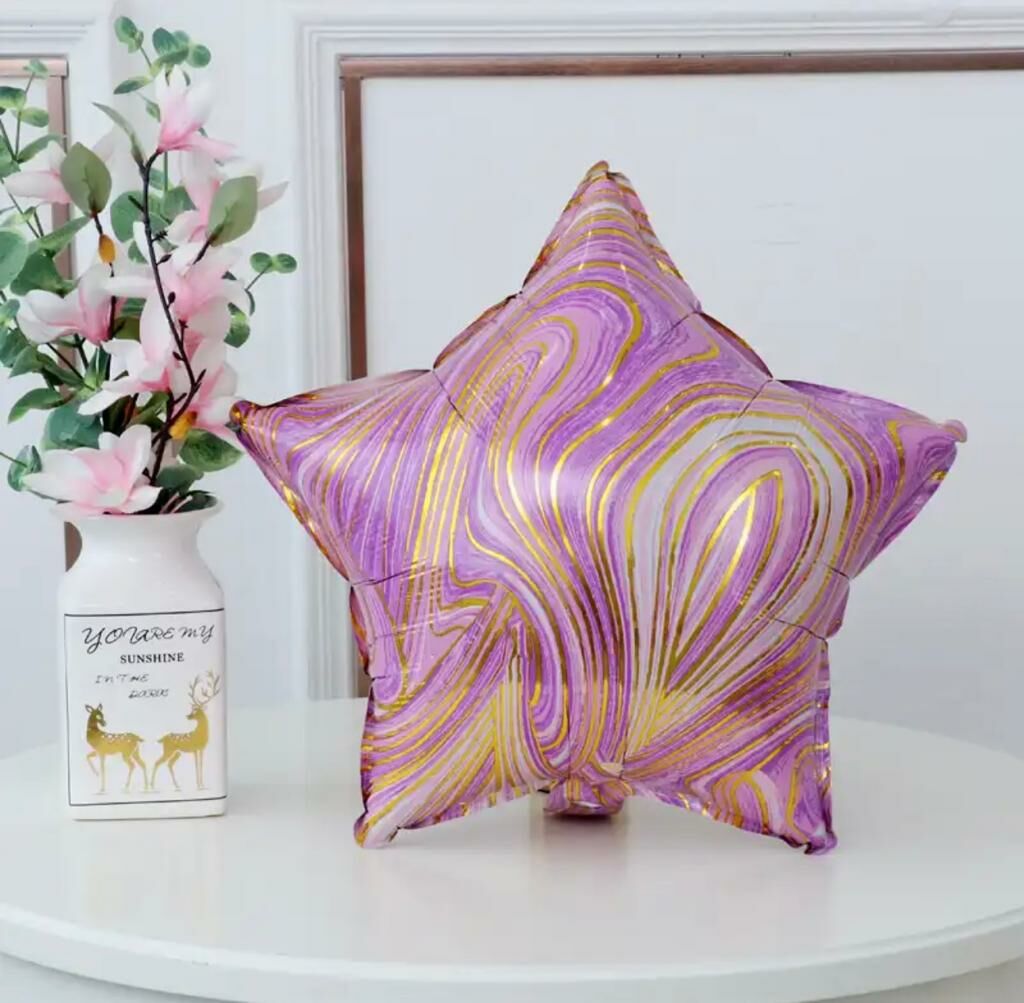 Mor Mermer Yıldız Folyo Balon 1 Adet