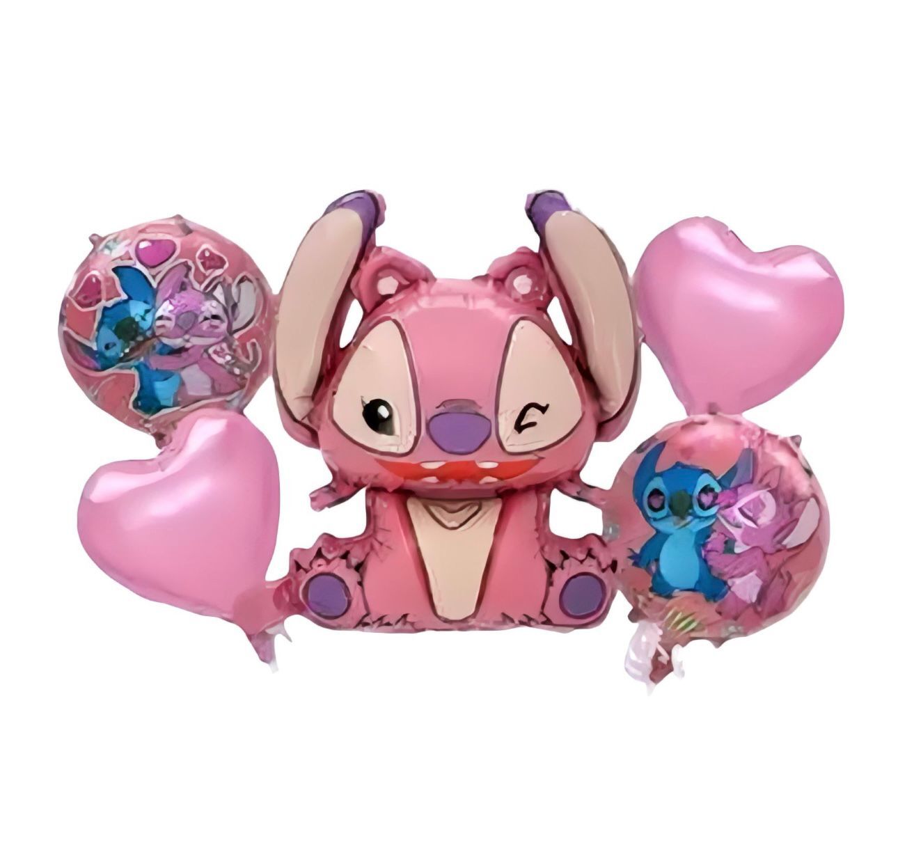 5 li Pembe Stitch Folyo Balon Set