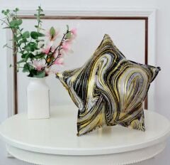 Siyah Mermer Yıldız Folyo Balon 1 Adet