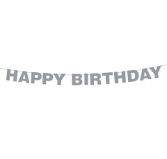 Gümüş Düz Happy Birthday Yazısı