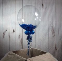 Lacivert Tüylü Şeffaf Balon 1 Adet