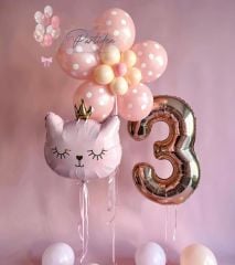 Çiçek Kedi Balon Demeti