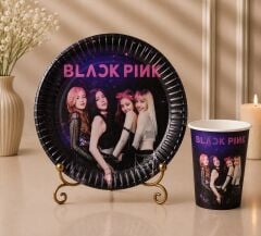Black Pink Karton Tabak Bardak 8 Adet