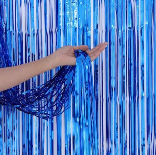 Lacivert Işıltılı Parti Perdesi