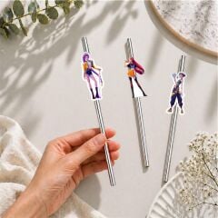 K-pop Demon Fiğürlü Kağıt Pipet 10 Adet