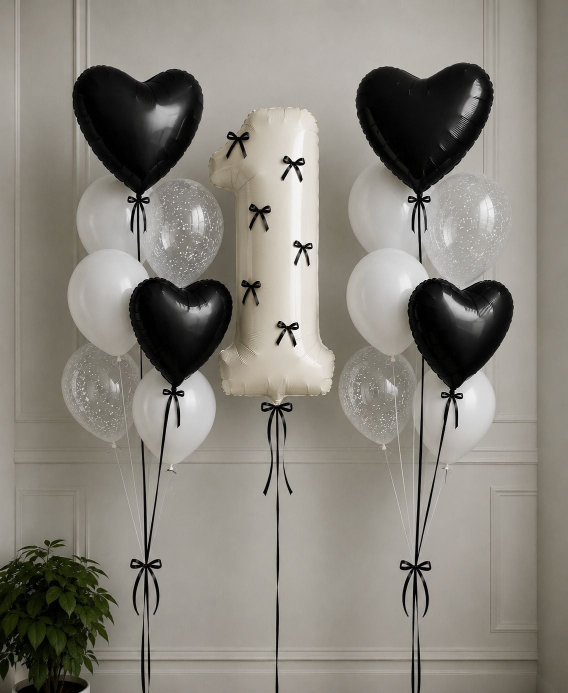 Siyah Beyaz Fiyonk Balon Demeti