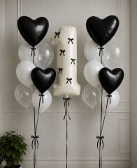 Siyah Beyaz Fiyonk Balon Demeti