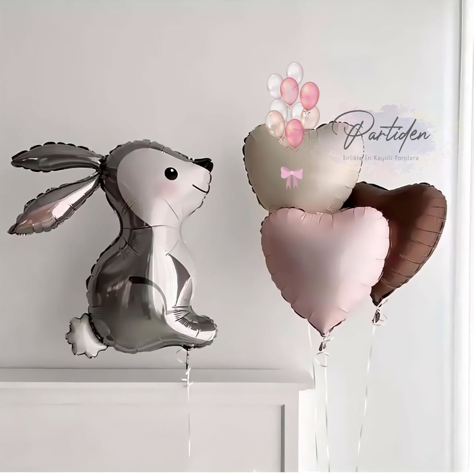 Saten Tavşan Balon Demeti