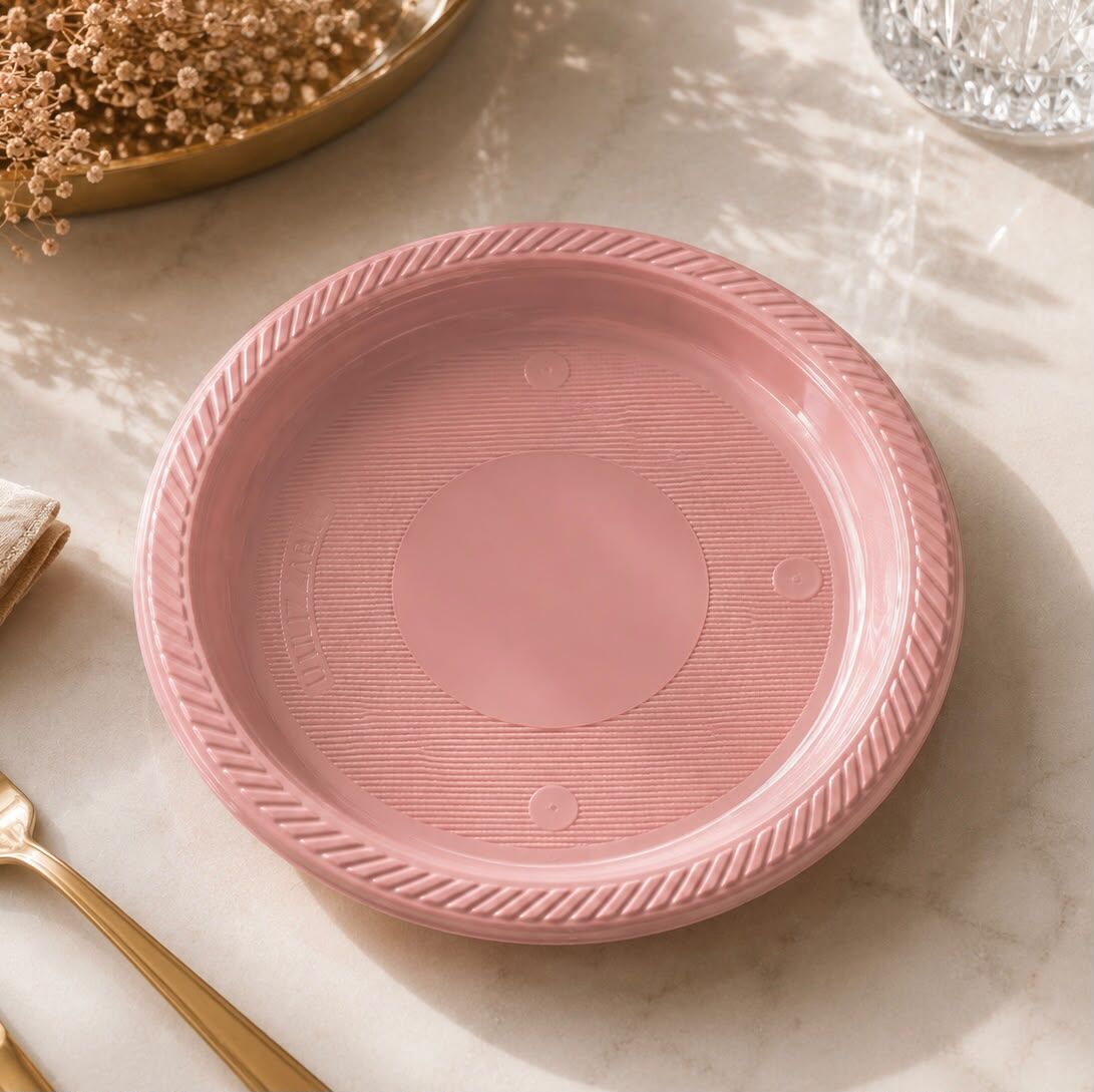 Pembe Plastik Tabak 24 Adet