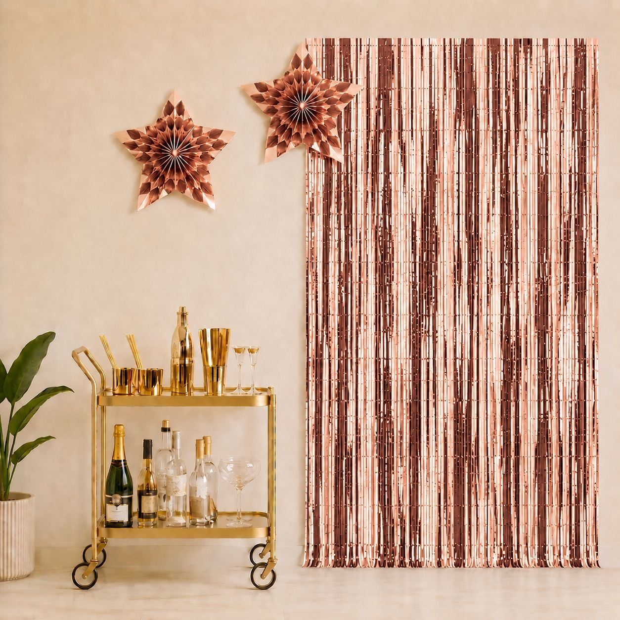 Rosegold Işıltılı Parti Perdesi