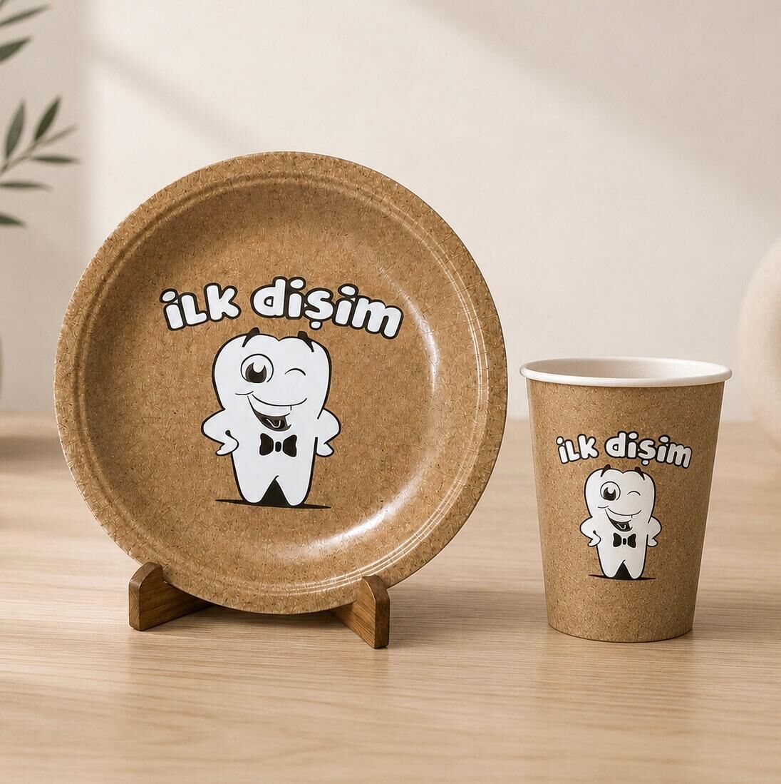 Kraft Dişim Çıktı Tabak Bardak Set 8 Adet