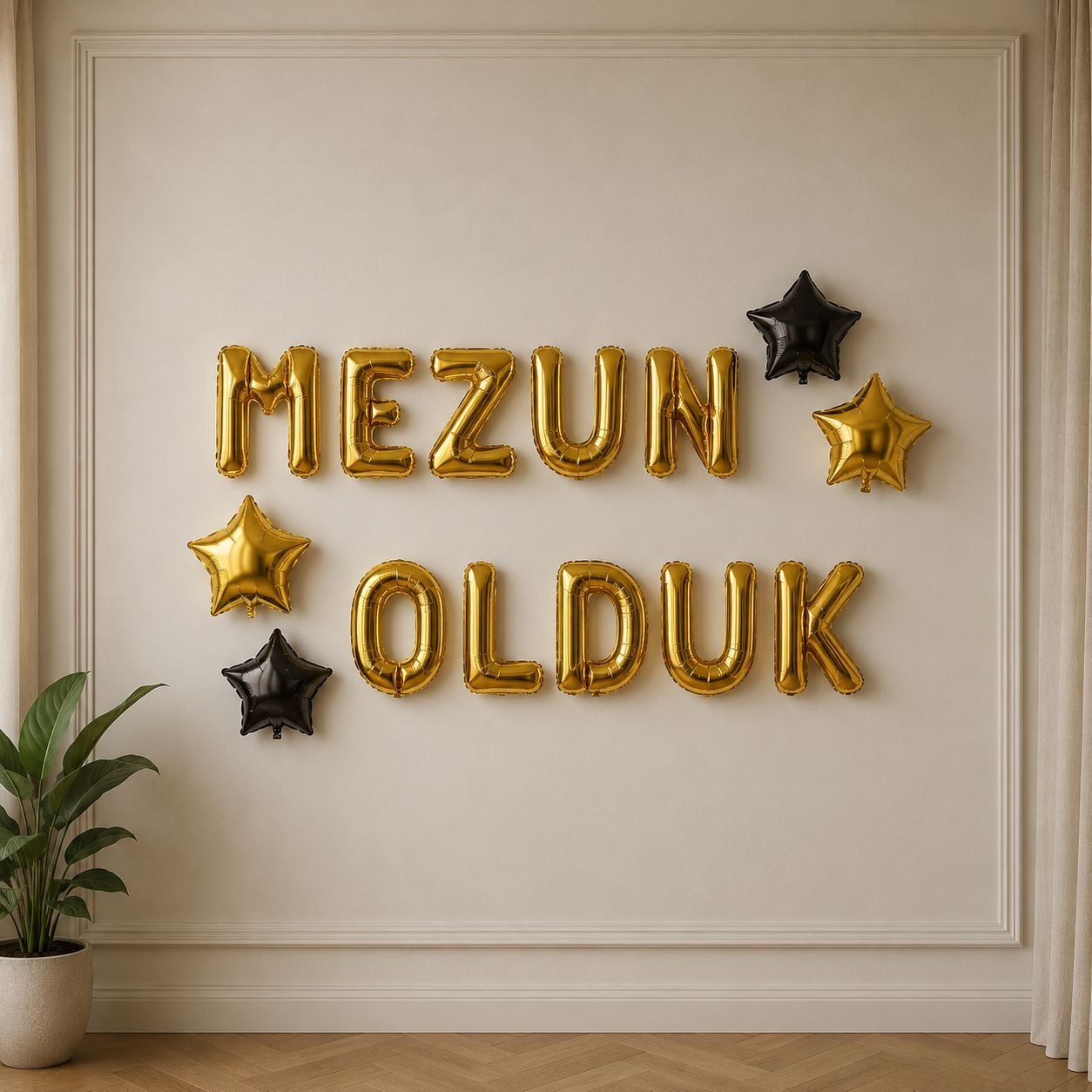 Gold Yıldızlı Mezun Olduk Folyo Balon