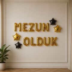 Gold Yıldızlı Mezun Olduk Folyo Balon