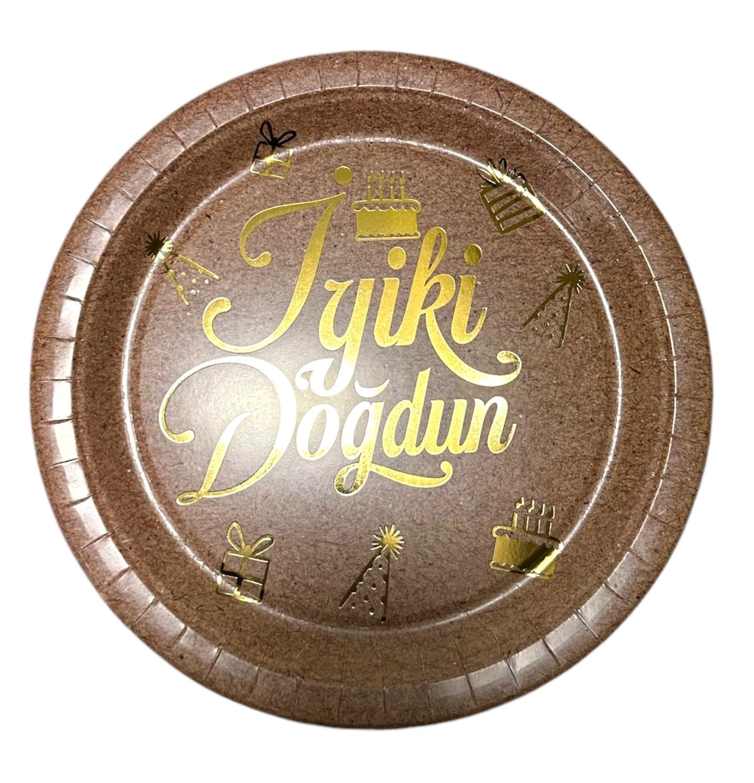 Kraft Altın Varaklı Karton Tabak 8 Adet