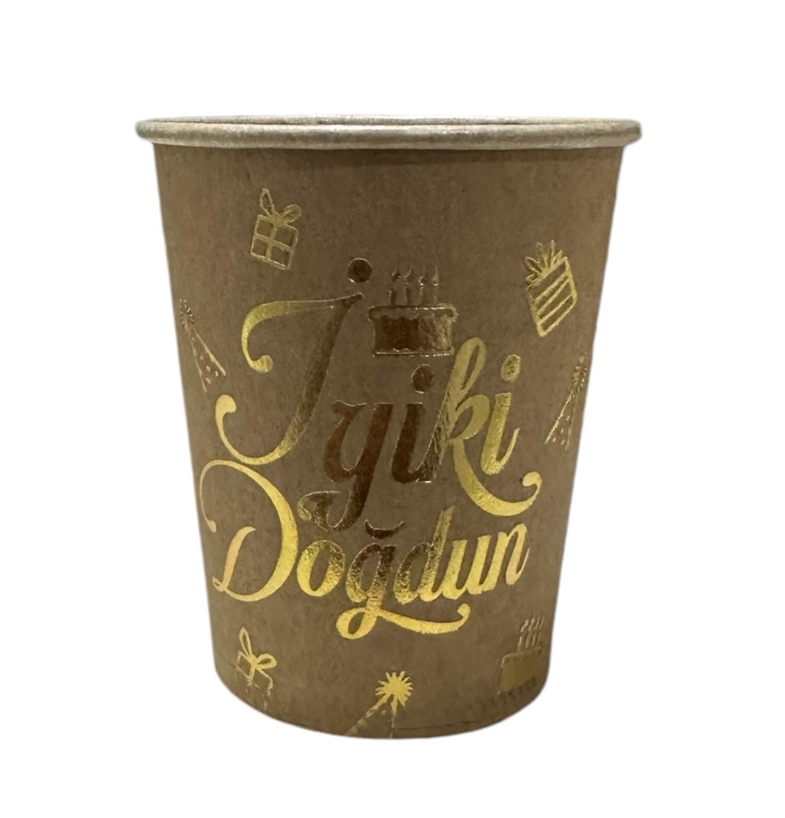 Kraft Altın Varaklı Karton Bardak 8 Adet