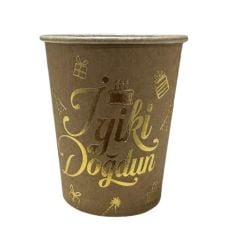 Kraft Altın Varaklı Karton Bardak 8 Adet