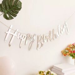 GÜMÜŞ İTALİK HAPPY BİRTHDAY YAZISI