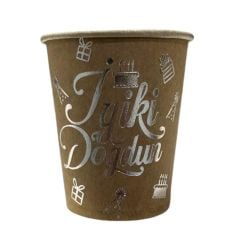 Kraft Gümüş Varaklı Karton Bardak 8 Adet