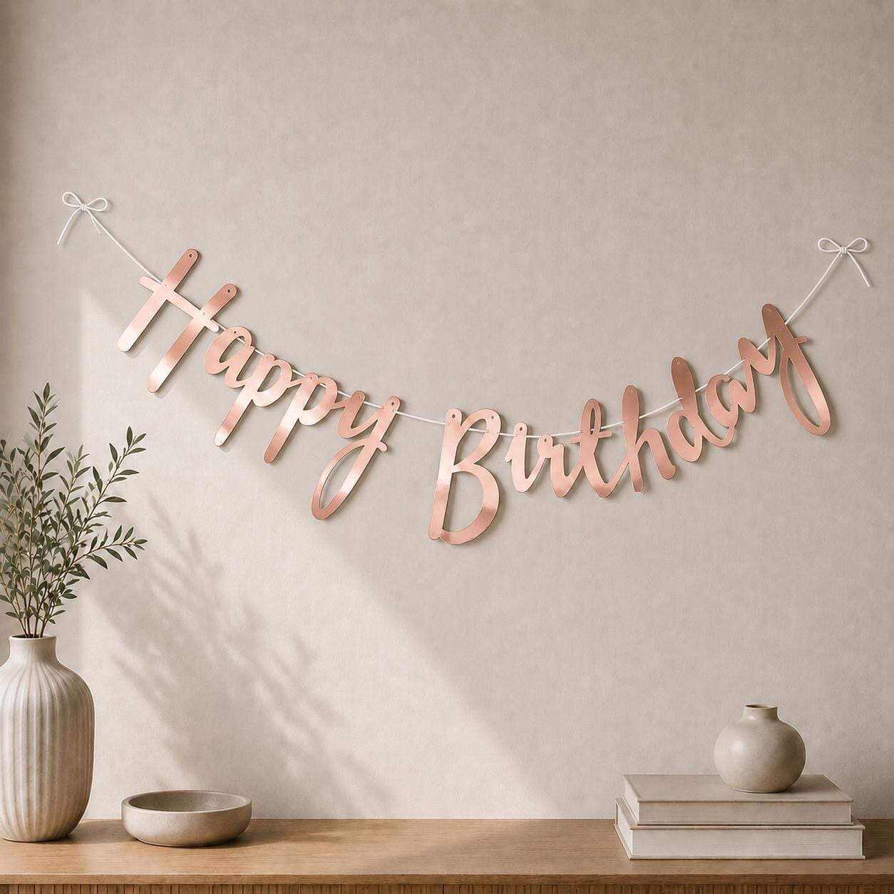 Rosegold İtalik Kaligrafi Happy Birthday Yazısı