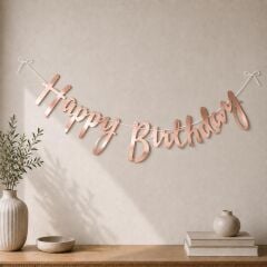 Rosegold İtalik Kaligrafi Happy Birthday Yazısı