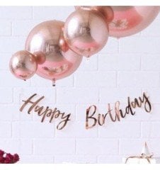 Rosegold İtalik Kaligrafi Happy Birthday Yazısı