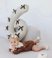 Yarım Yaş 6 Krem Rakam Folyo Balon