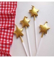 Gold Yıldız Pasta Mumu 4 Adet