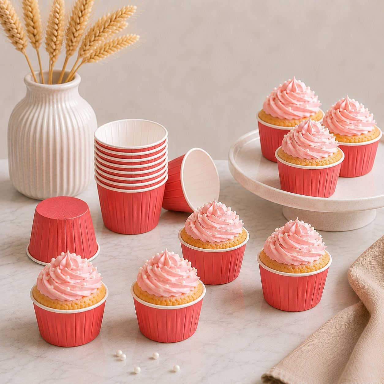 Kırmızı Muffin Kek Kalıbı 24 Adet