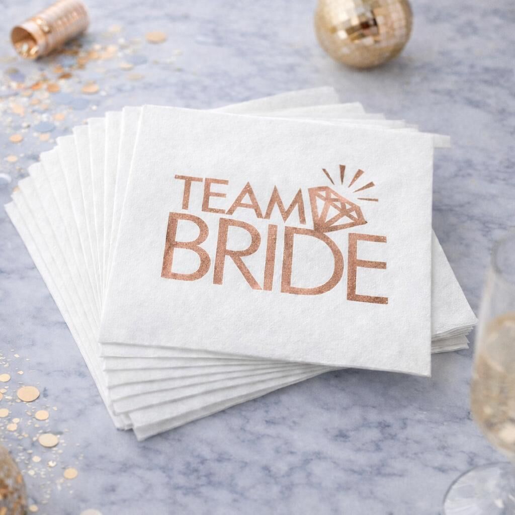 Rosegold Varaklı Bride Team Kağıt Peçete 16 Adet