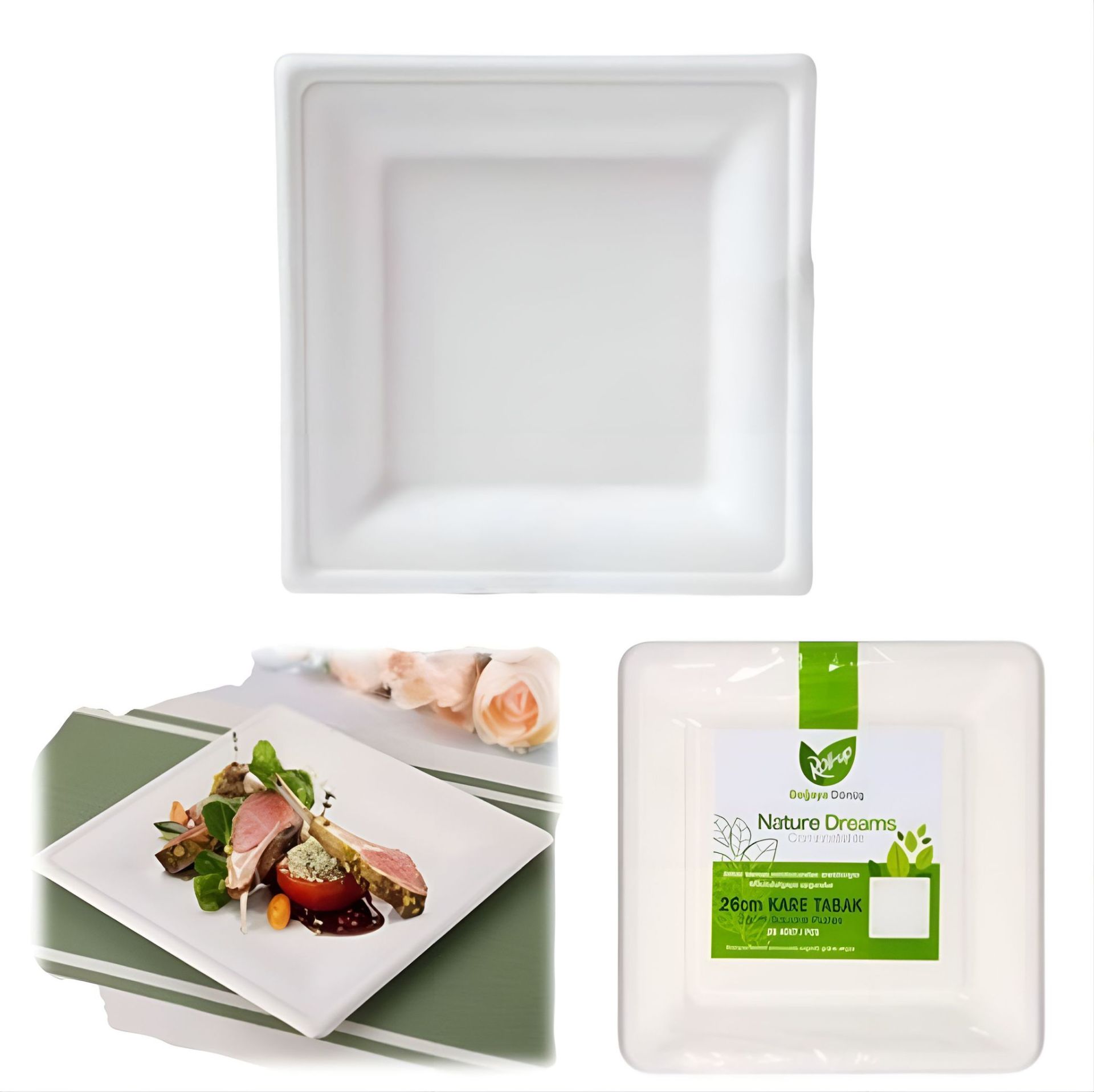 Kare Karton Tabak 26cm
