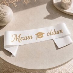 Mezun Oldum Kuşak Beyaz Gold