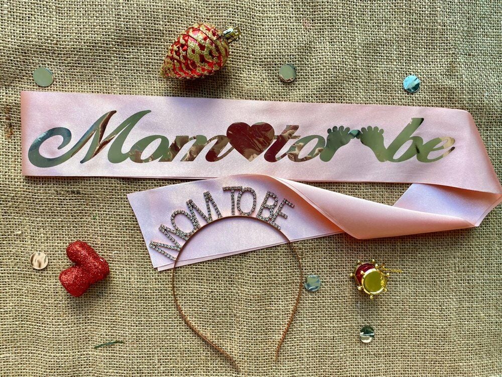 Pembe Gold Mom To Be Kuşak Taç Seti