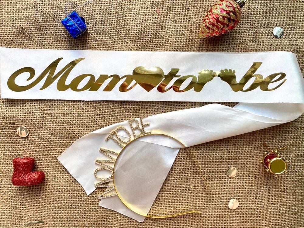 Beyaz Altın Mom To Be Kuşak Taç Seti