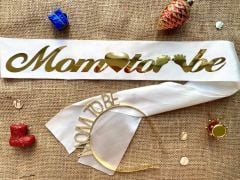 Beyaz Altın Mom To Be Kuşak Taç Seti