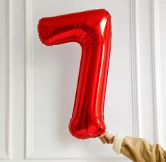 100cm 7 Kırmızı Rakam Folyo Balon