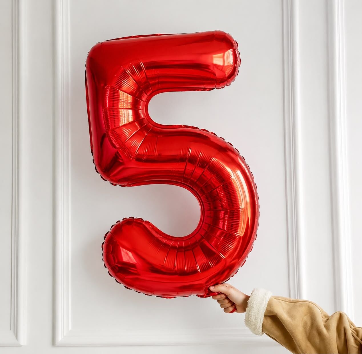 100cm 5 Kırmızı Rakam Folyo Balon