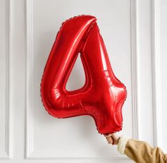 100cm 4 Kırmızı Rakam Folyo Balon