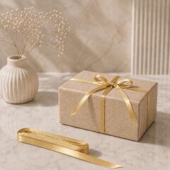 1cm Gold Saten Kurdele 10 Metre